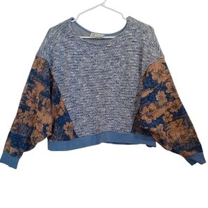 Anthropologie Pullover Sweater Saturday Sunday Boucle Knit Contrast Sleeves XS